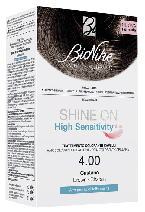 Shine on high sensitivity plus castano 4,00 rivelatore in crema 75 ml + crema colorante 50 ml