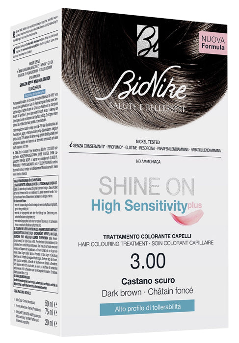 Shine on high sensitivity plus castano scuro 3,00 rivelatore in crema 75 ml + crema colorante 50 ml