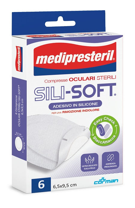 Medipresteril adhesive eye pad white silicon 6 pieces