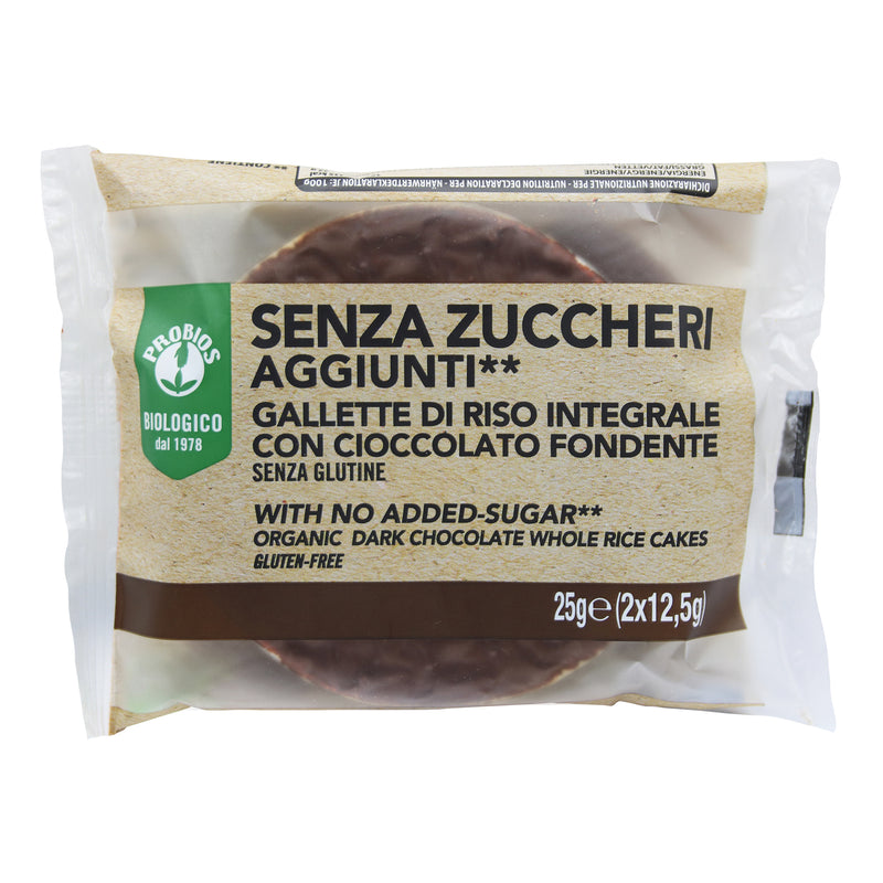 Rice cakes with dark chocolate without added sugar 25 g