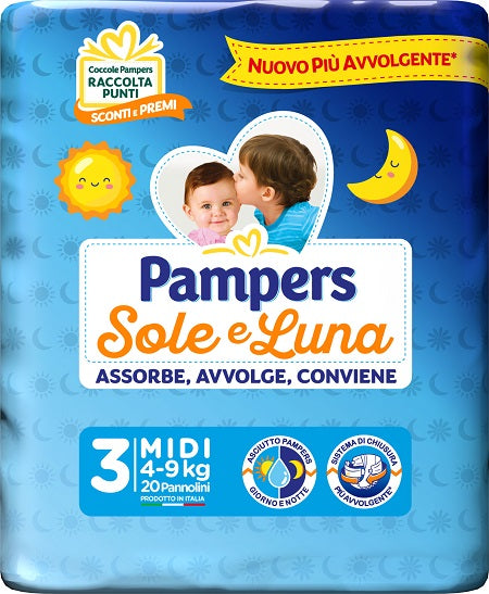 Pampers sol luna middi 20 piezas