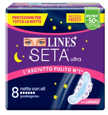 Lines silk ultra absorbent night dwct 8 pieces