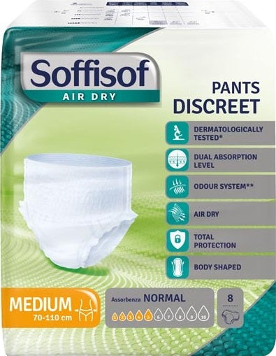 Soffisof air dry pants discreet medium diaper 8 pieces