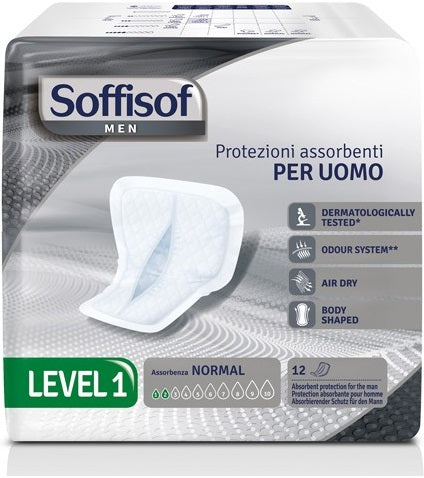 Soffisof Men Level 1 Shaped Incontinence Pad 12 Pieces