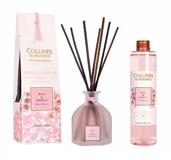 Diffusore con bastoncini rosa & hibiscus 100 ml