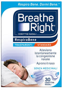 Cerotti nasali breathe right trasparenti 30 pezzi