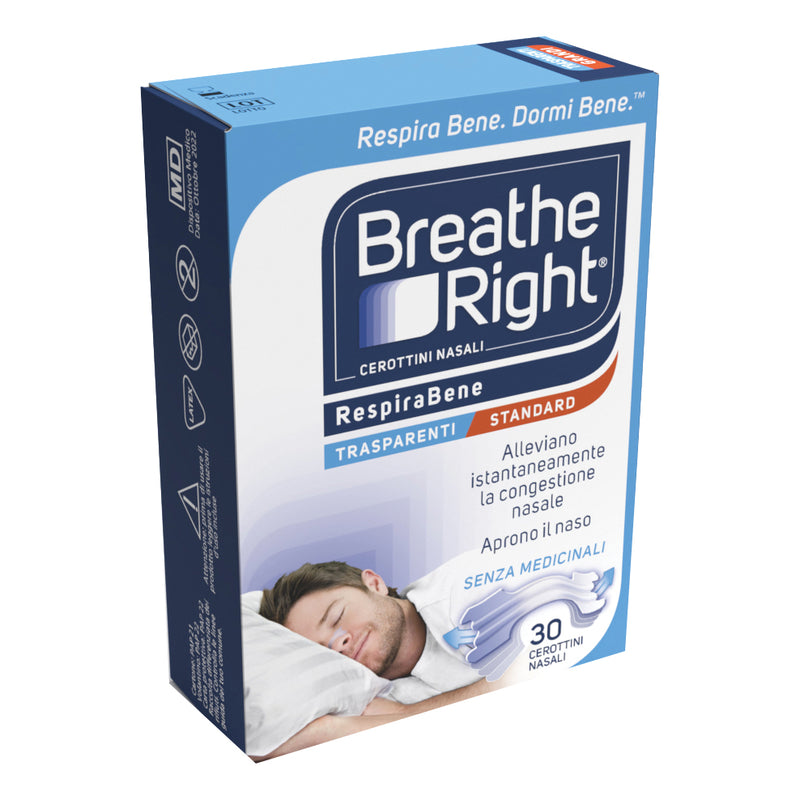 Cerotti nasali breathe right trasparenti 30 pezzi