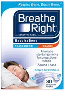 Cerotti nasali breathe right trasparenti grandi 30 pezzi
