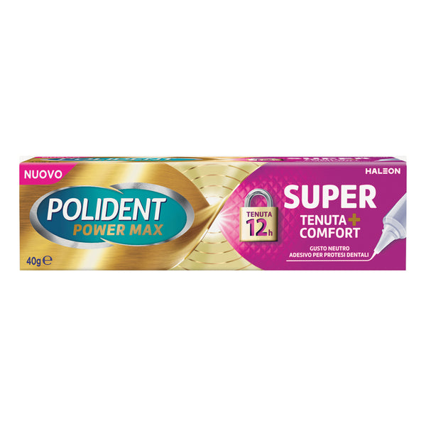 Polident power max super hold+confort crema adhesiva para prótesis dental 40 g