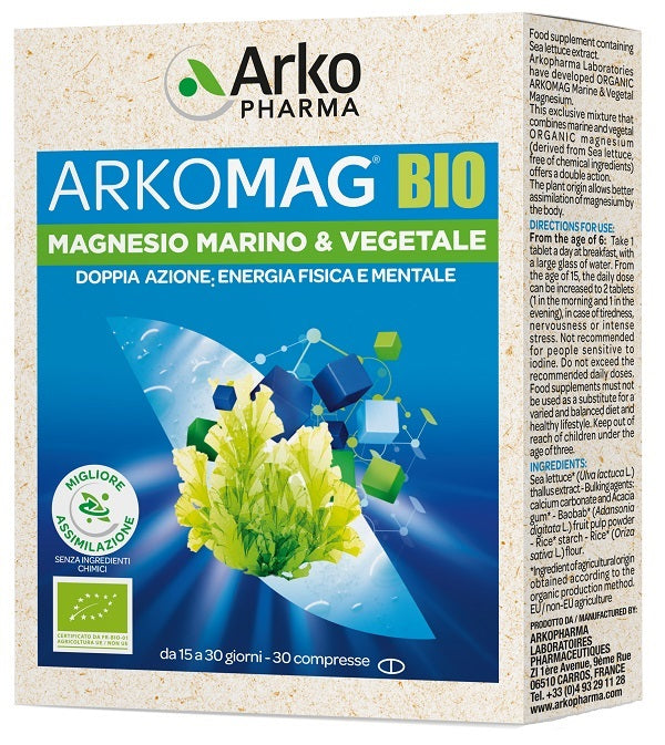 Arkomag bio magnesio marino y vegetal 30 comprimidos