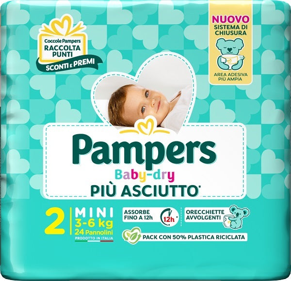 Pampers baby pañal seco downcount mini 24 piezas