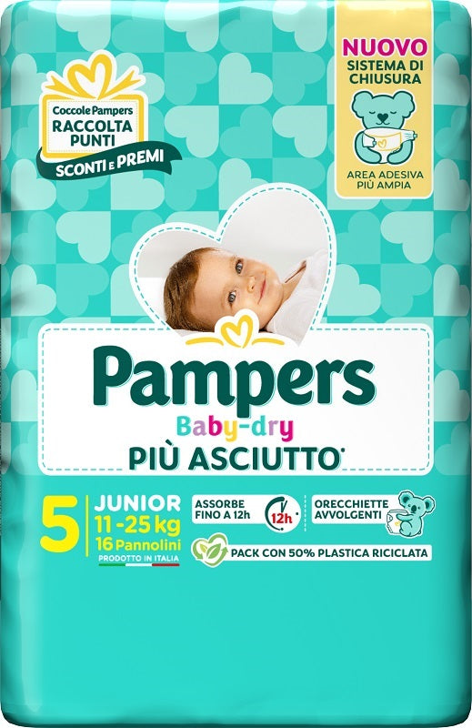 Pampers baby dry downcount pañal junior 16 piezas