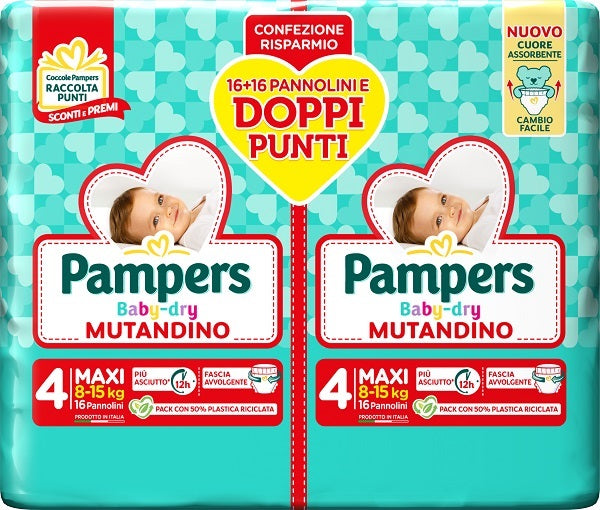 Pampers baby dry diaper panties maxi duo downcount 32 pieces