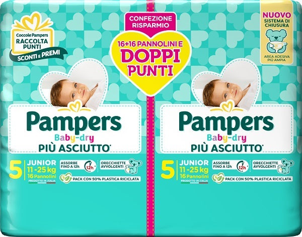 Pampers baby dry diaper duo downcount junior 32 pieces