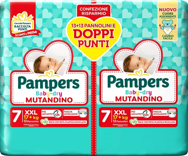 Pampers baby dry pannolino mutandina duo downcount xxl 26 pezzi