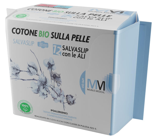 Munus medical proteggi slip con ali cotone bio sulla pelle 12 pezzi