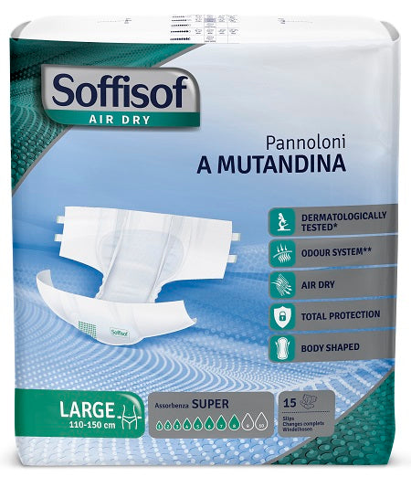 Soffisof super l air dry panty diaper 15 pieces