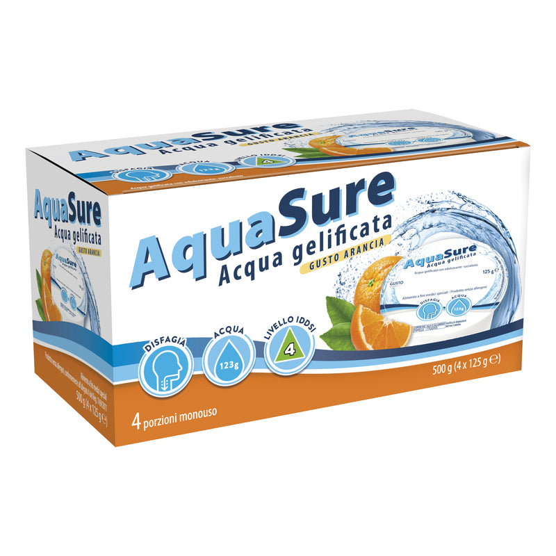 Aquasure acqua gelificata arancia edulcorata multipack 4 pezzi da 125 g