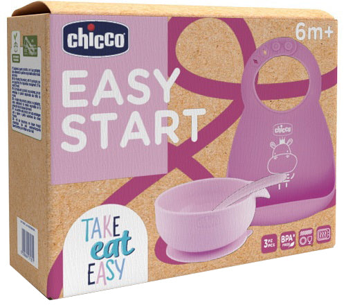 Chicco set pappa silicone 6m+ rosa
