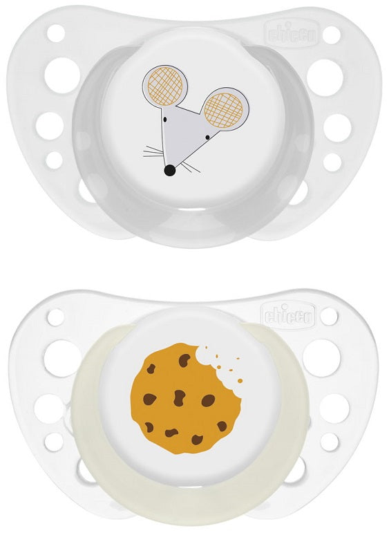 CHICCO - succhietti air grigio lumi silicone 16-36 mesi 2 pezzi