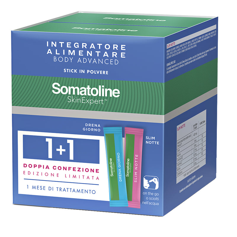 Somatoline skin expert body advanced 14 day drain sticks + 14 slim night sticks bipack