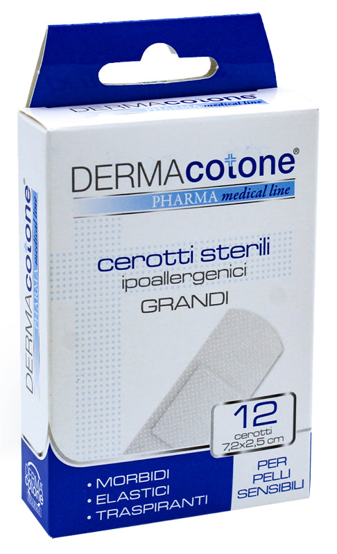 Cerotto sterile ipoallergenico dermacotone grande 7,2x2,5 cm 12 pezzi
