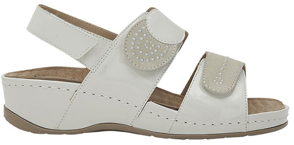 Iris sandal synthetic patent+suede w ivory 37