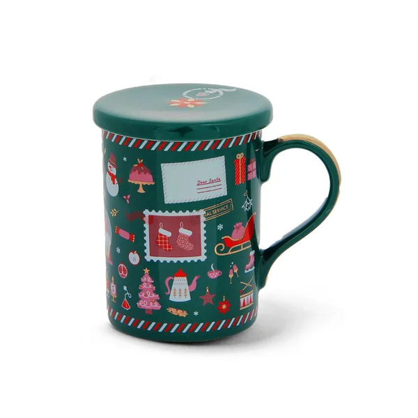 NEAVITA - Taza con infusor navideño verde - 340 ml