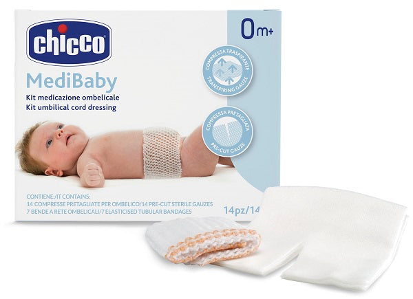 Chicco umbilical dressing kit elastic mesh bandage gauge 6 + sterile TNT compresses 10x10 cm 4 pieces