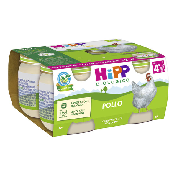 Hipp bio omogeneizzato pollo 4 pezzi da 80 g