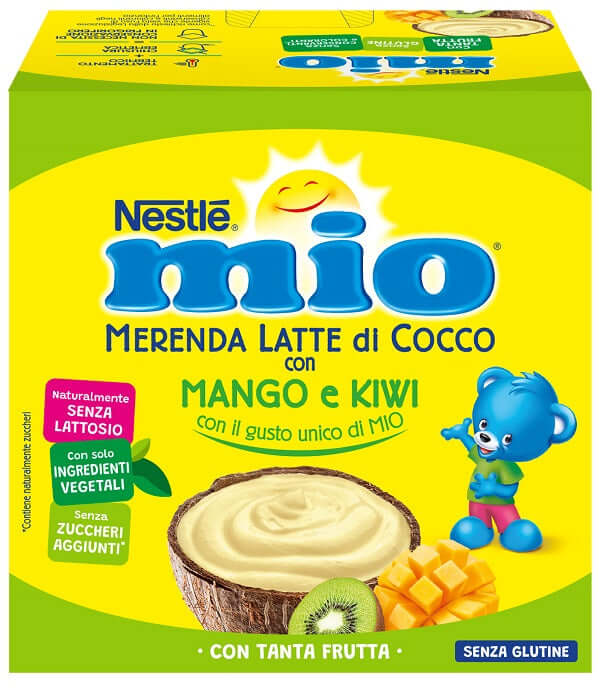 Mio merenda latte di cocco con mango e kiwi 4 pezzi da 90 g
