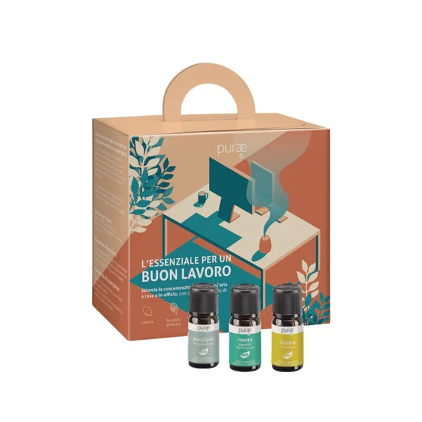 PURAE - Kit l'essenziale per un buon lavoro - diffusore blossom olive + olio essenziale bio