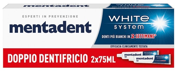 Mentadent white system 2 pezzi da 75 ml