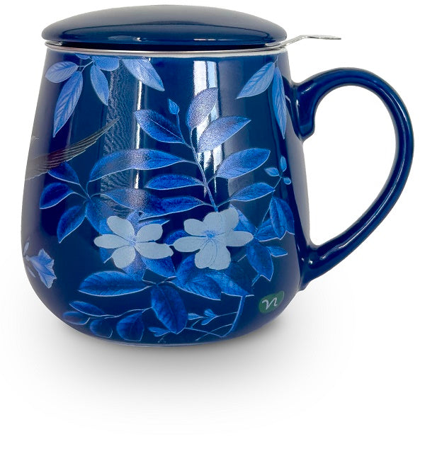 NEAVITA - Blue Botanical Rituals Mug with Lid and Infuser 380ml