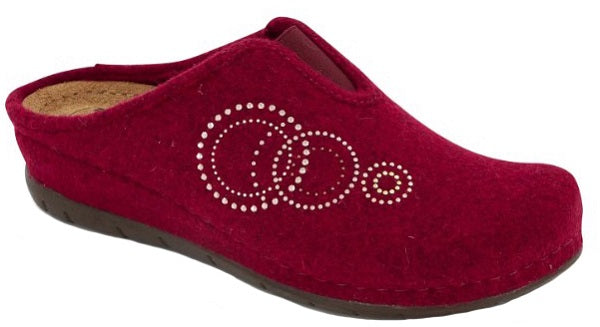 SCHOLL Inverness strass wool+strass pantofola in lana dark red 36