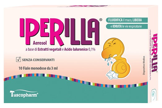 Iperilla aerosol 10 viales monodosis de 3 ml a base de extractos de plantas y ácido hialurónico al 0,1%