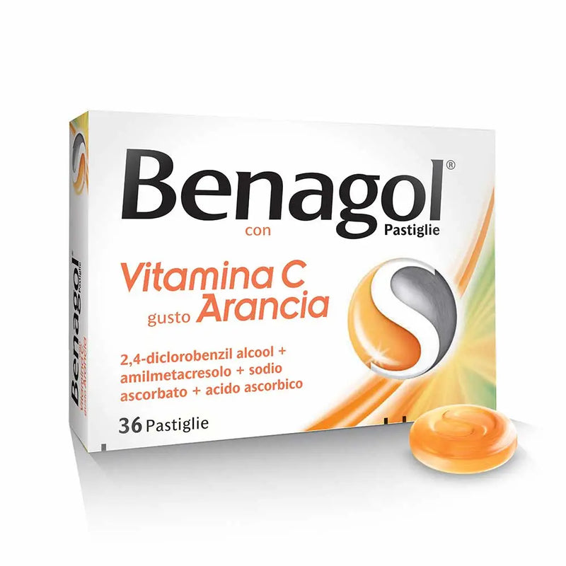 BENAGOL - Pastiglie Antisettico del Cavo Orale gusto vitamina c gusto arancia - 36 pastiglie