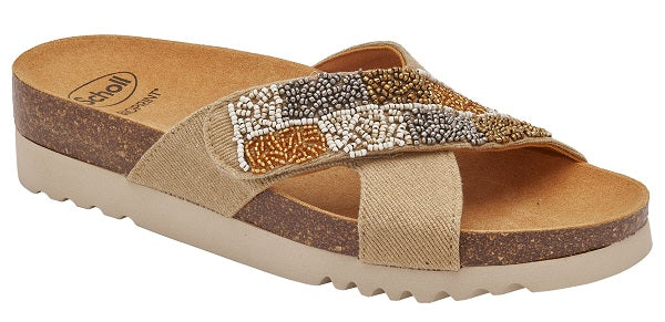 SCHOLL La serena strap sandalo canvas+beads sand 41