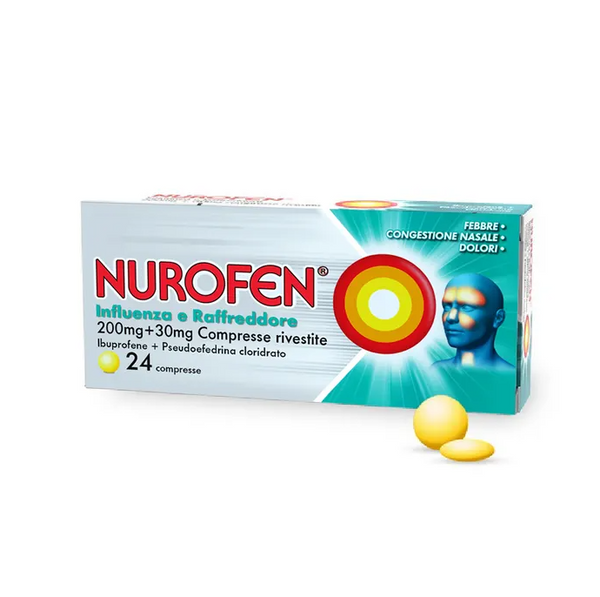 Nurofen influenza e raffreddore 200 mg + 30 mg ibuprofene 24 compresse rivestite