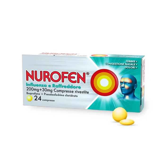 Nurofen influenza e raffreddore 200 mg + 30 mg ibuprofene 24 compresse rivestite