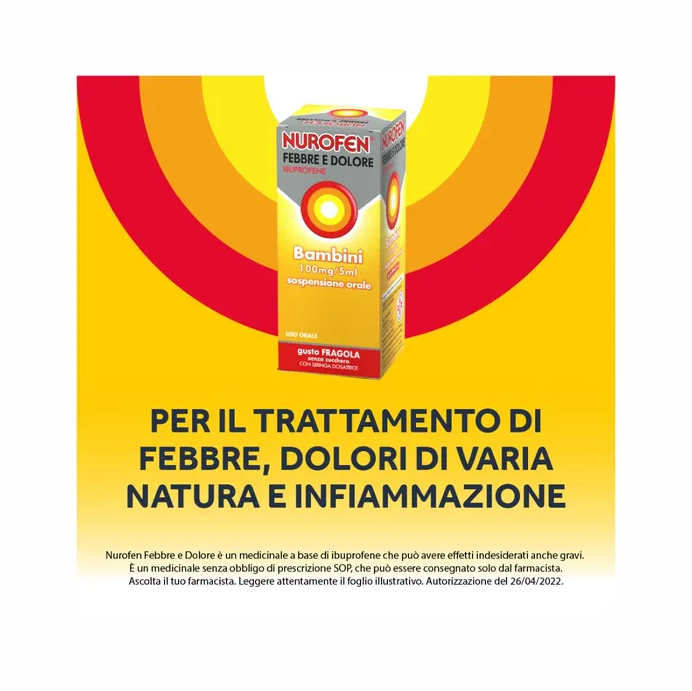 Nurofen Febbre e Dolore Bambini 100mg/5ml sospensione orale 150ml gusto Fragola