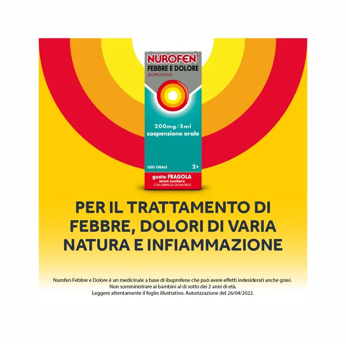 Nurofen Febbre e Dolore Bambini 200mg/5ml sospensione orale 100ml gusto Fragola