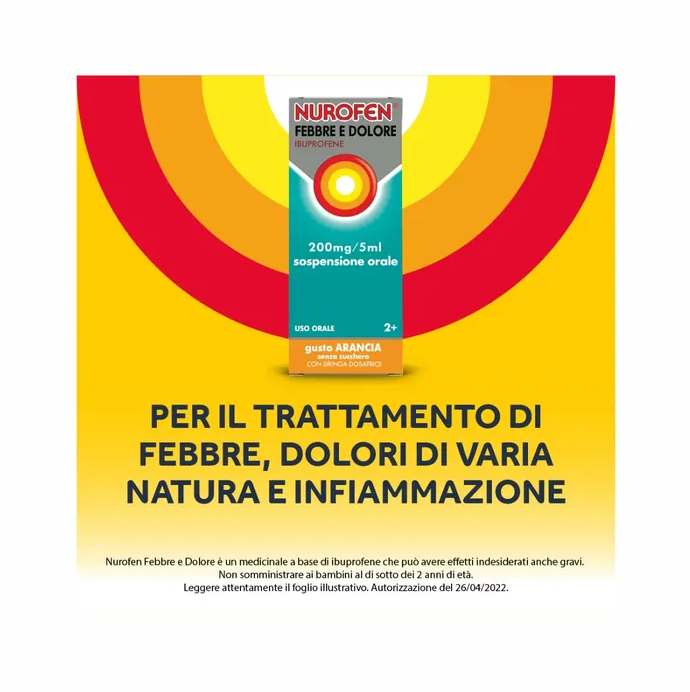 Nurofen Febbre e Dolore Bambini 200mg/5ml sospensione orale 100ml gusto Arancia