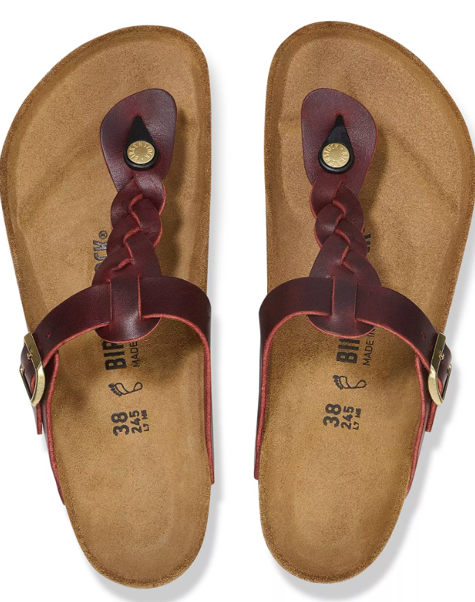 Birkenstock Gizeh braided infradito in pelle oliata zinfandel 38