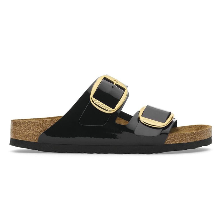 Birkenstock Arizona Big Buckle sandals birko-flor patent black/gold 36