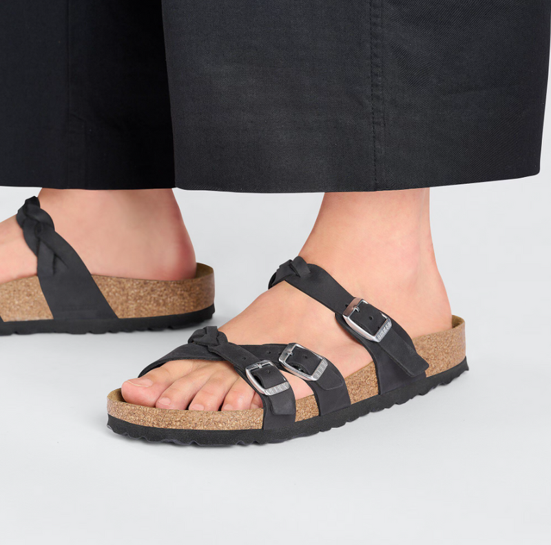 BIRKENSTOCK - Franca braided sandali in pelle oliata black 39