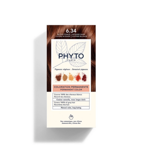 PHYTO - Kit de coloración permanente PhytoColor 6.34 rubio oscuro cobrizo