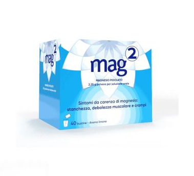 MAG2 - 2,25g Magnesio Pidolato Aroma Limone per Stati Carenziali di Magnesio - 40 Bustine