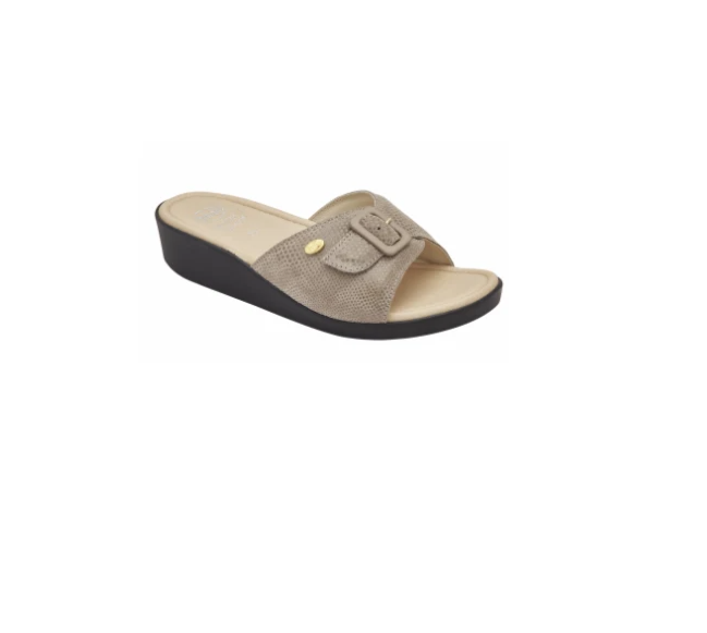 SCHOLL - Mango ciabatta dot printed suede taupe 38