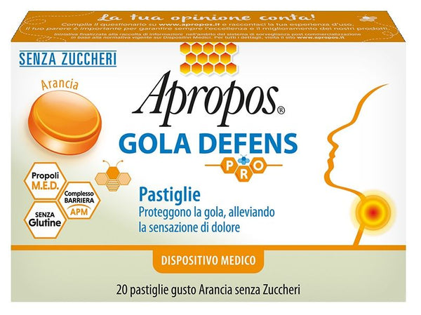 Apropos gola defens 20 pastiglie arancia senza zucchero